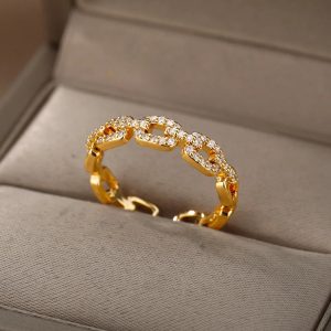 Classic Twist Chain Open Rings for Women