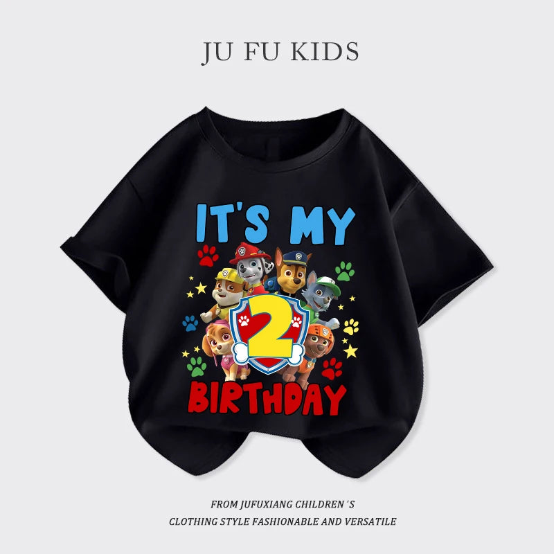 Paw Patrol Birthday T-Shirt – Cute Cotton Summer Pullover for Kids with Chase & Skye Print - Image 14