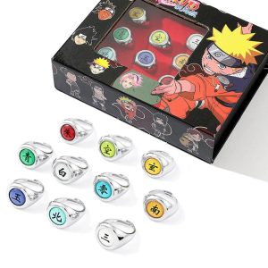 10pcs Naruto Akatsuki Rings Set – Anime Cosplay Accessories for Kids & Fans