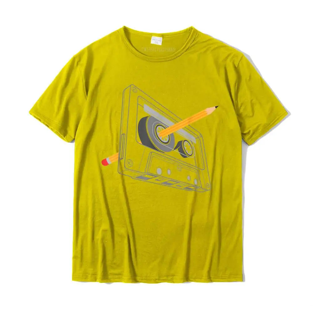 Vintage Rewind Cassette Pencil T-Shirt – Funny 80s 90s Retro Tee for Men & Women - Image 2