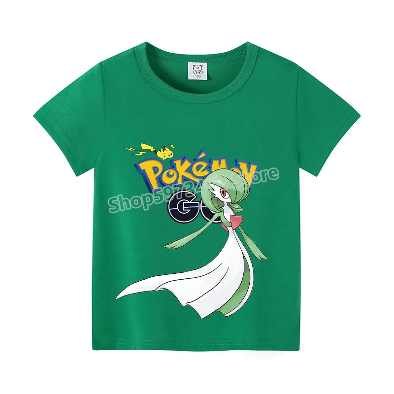 Pikachu Kids T-Shirt – Pokémon Summer Short Sleeve Tee with Lucario & Greninja Design - Image 9