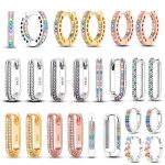 Original 925 Sterling Silver Colorful Hoop Earrings – Gold & Rose Gold for Women