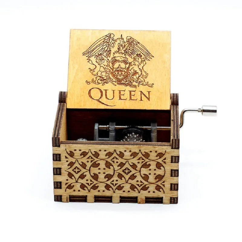 Hand-Cranked Wooden Theme Music Box - Image 9