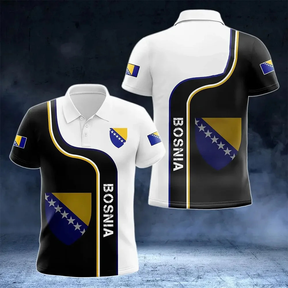 New Bosnian National Flag Graphic Polo Shirt – Men’s High-Quality National Day Top - Image 5