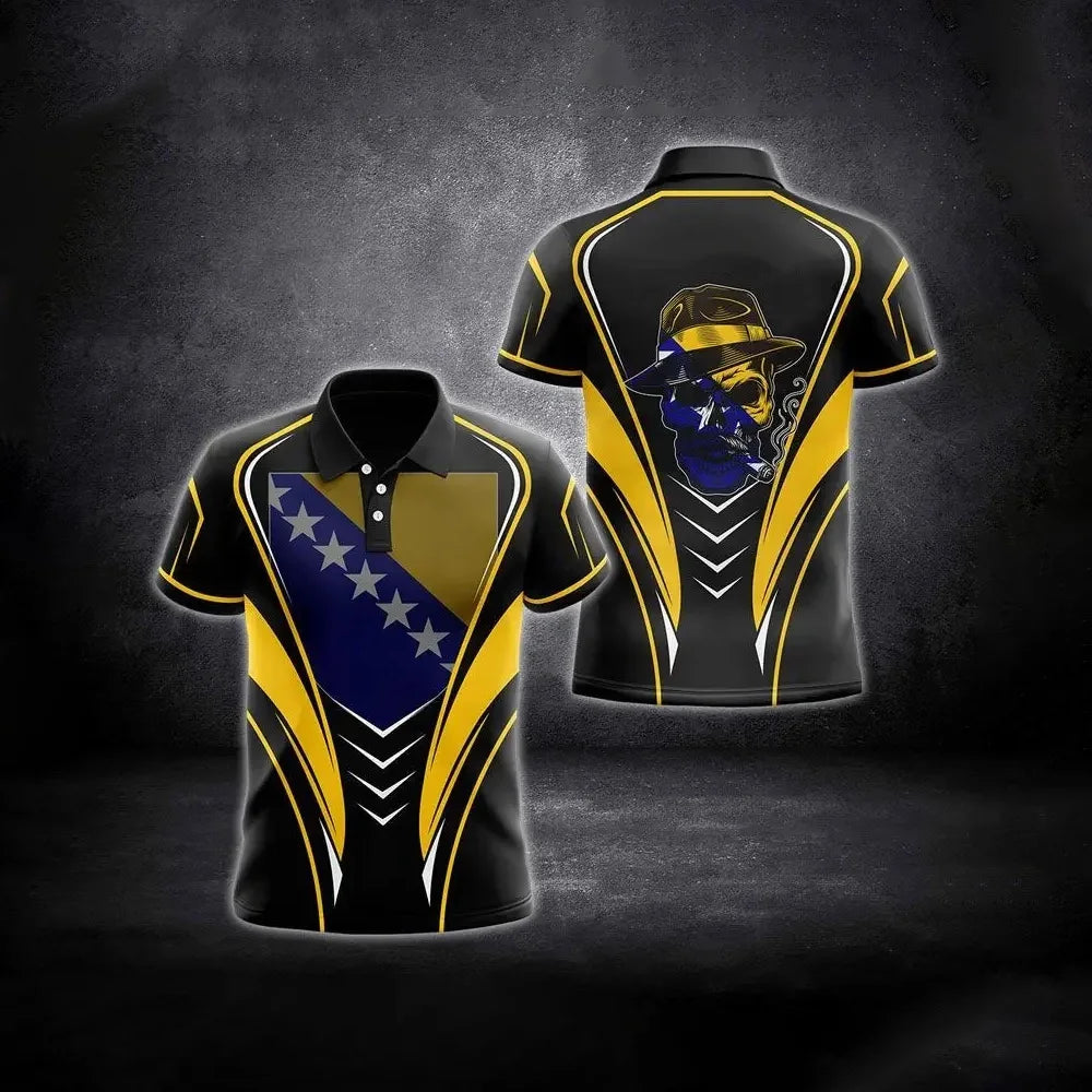 New Bosnian National Flag Graphic Polo Shirt – Men’s High-Quality National Day Top - Image 6