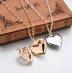 Hollow Engraved Peach Heart Necklace – Photo Box Pendant Chain for Women