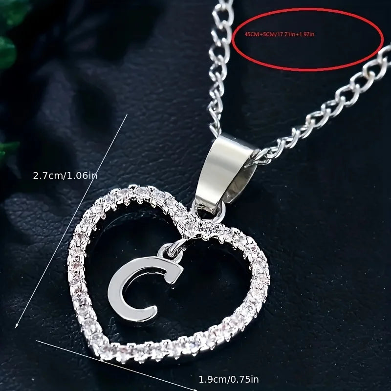 Bohemian Style Heart-Shaped Letter Pendant Necklace - Image 21