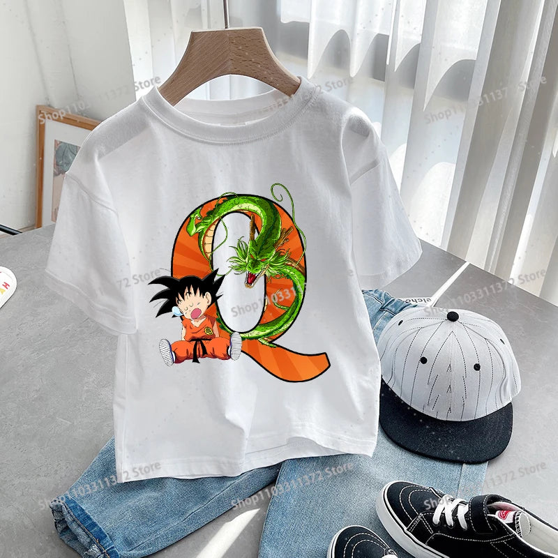 Dragon Ball Goku T-Shirt – A-Z Letter Print Cotton Tee for Boys & Toddlers - Image 14