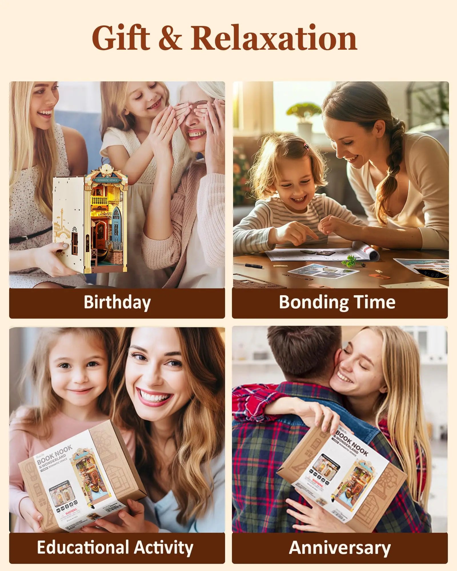 Robotime Rolife DIY Book Nook Kit – Romantic Venice 3D Wooden Puzzle for Adults - Image 6