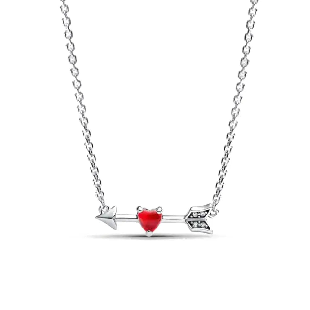 New Fine Red Love Heart Necklace – 925 Silver-Plated with Shining Zircon Bow - Image 43