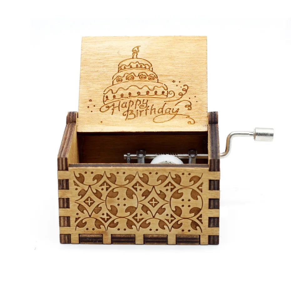 Hand-Cranked Wooden Theme Music Box - Image 11
