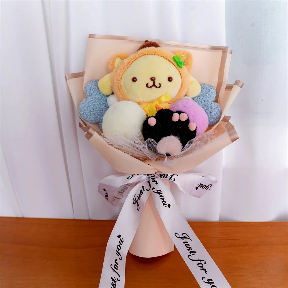 Plush Bouquet Pom Pom Purin Plush Doll – Kawaii Cartoon Stuffed Bouquet Surprise Gift - Image 6
