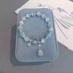 Unique Dreamy Blue Moonstone Cat Eye Pendant Bracelet