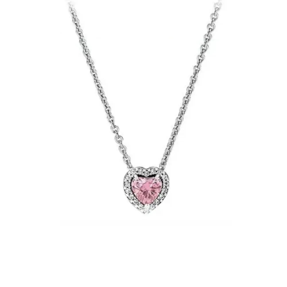 New Fine Red Love Heart Necklace – 925 Silver-Plated with Shining Zircon Bow - Image 3