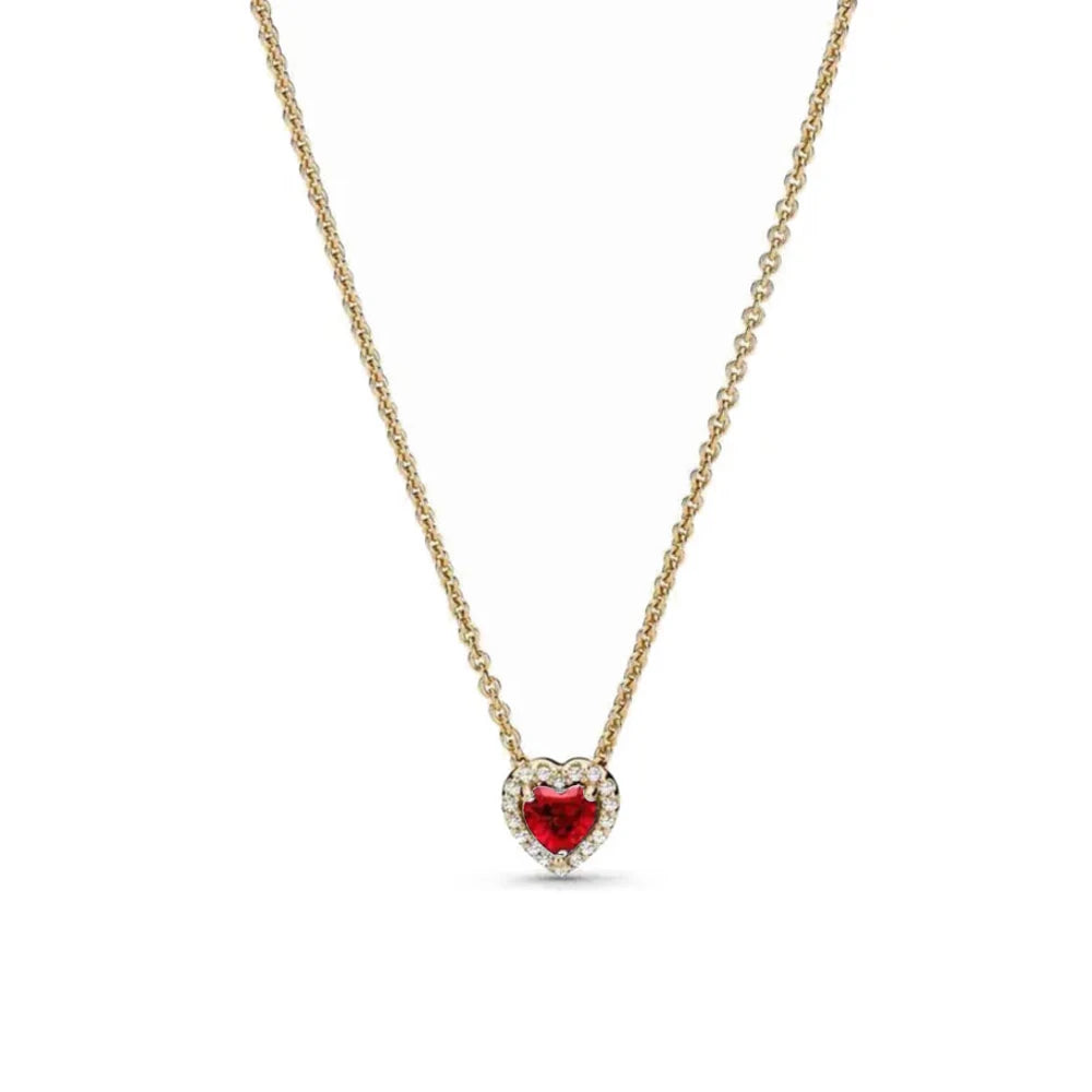 New Fine Red Love Heart Necklace – 925 Silver-Plated with Shining Zircon Bow - Image 64