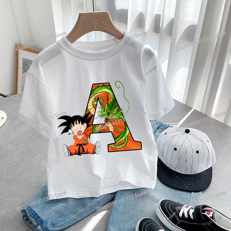 Dragon Ball Goku T-Shirt – A-Z Letter Print Cotton Tee for Boys & Toddlers - Image 7
