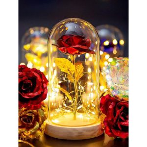 Eternal Life Flower Gold Foil Rose – Creative LED Night Light & Valentine’s Gift
