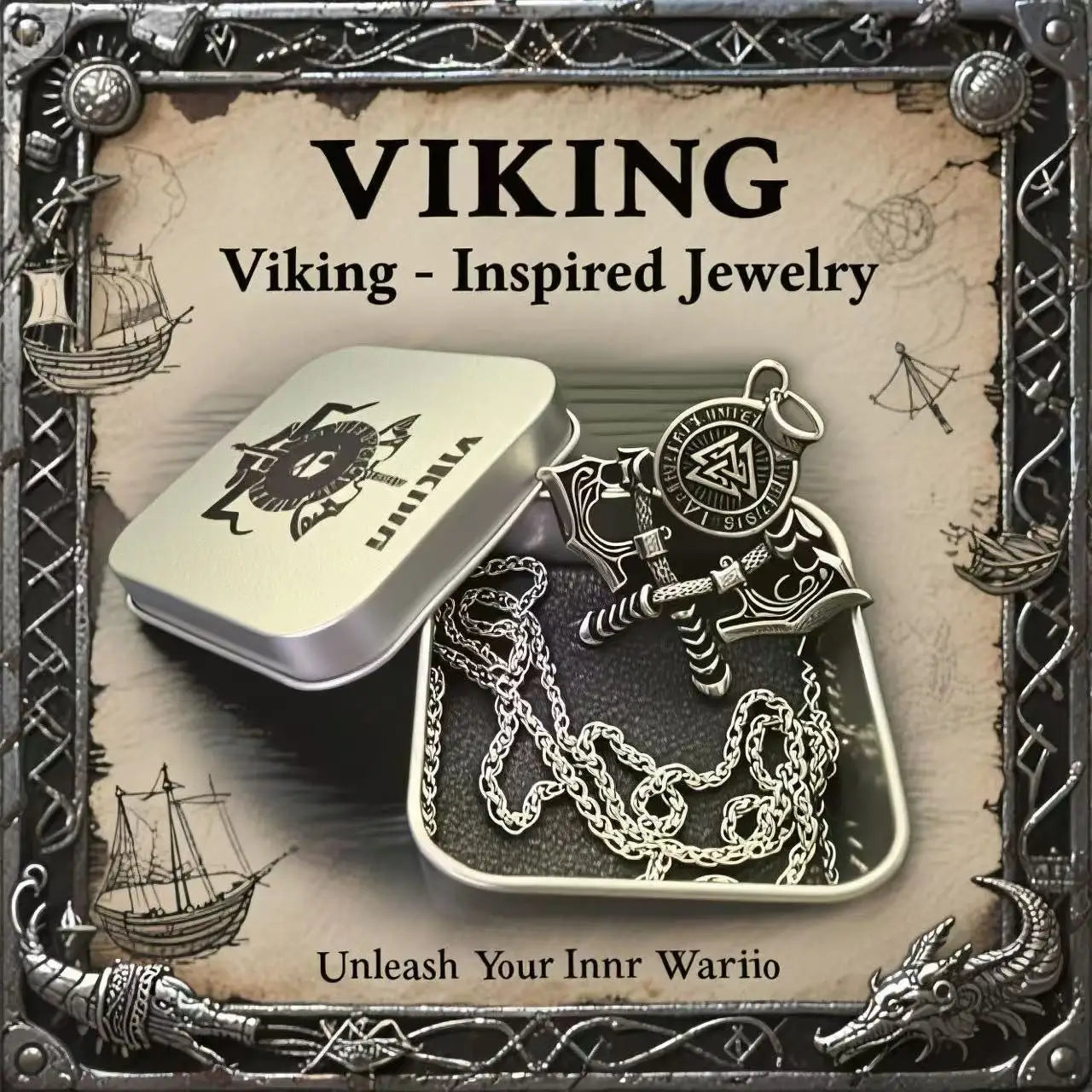 HNSP Viking Pendant Necklace – 316L Stainless Steel Chain for Men - Image 7