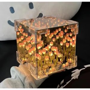 DIY Tulip Flower Sea Cube Night Lamp – 3D Creative Gift Kit for Couples & Girlfriends
