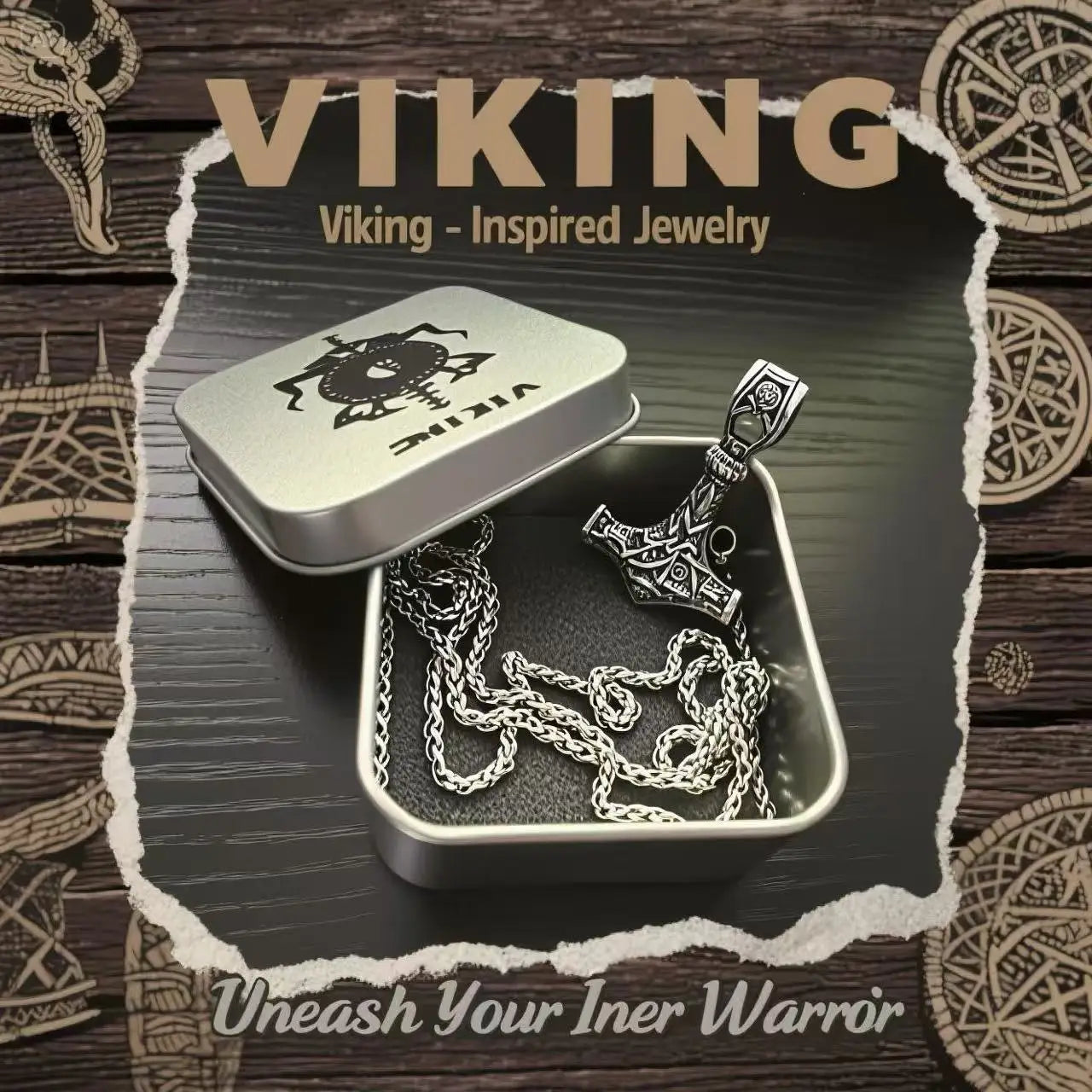 HNSP Viking Pendant Necklace – 316L Stainless Steel Chain for Men - Image 5