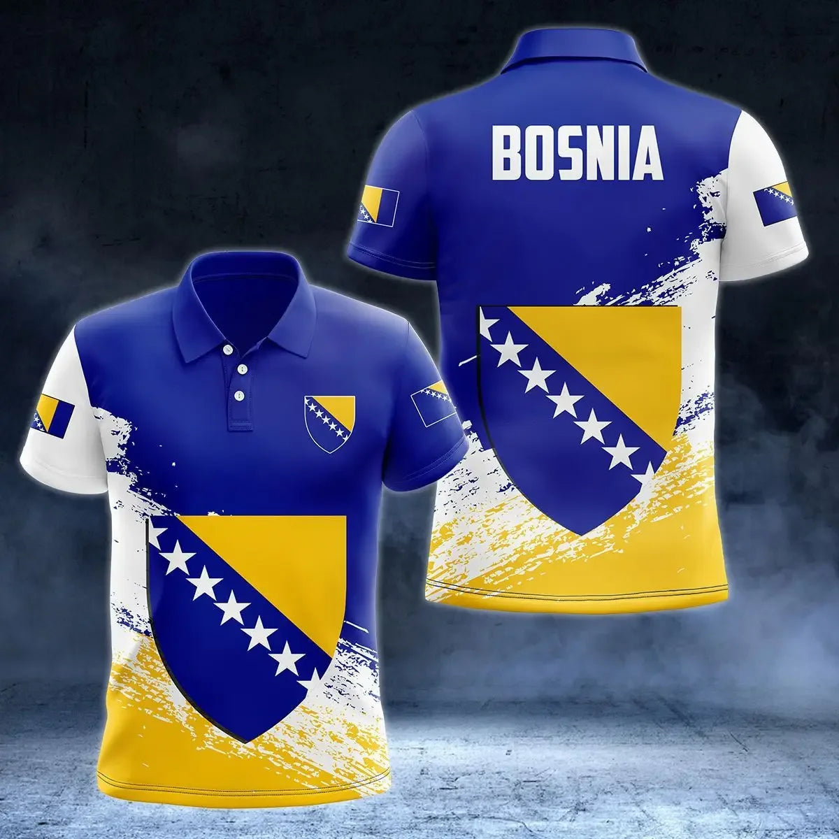 New Bosnian National Flag Graphic Polo Shirt – Men’s High-Quality National Day Top - Image 7
