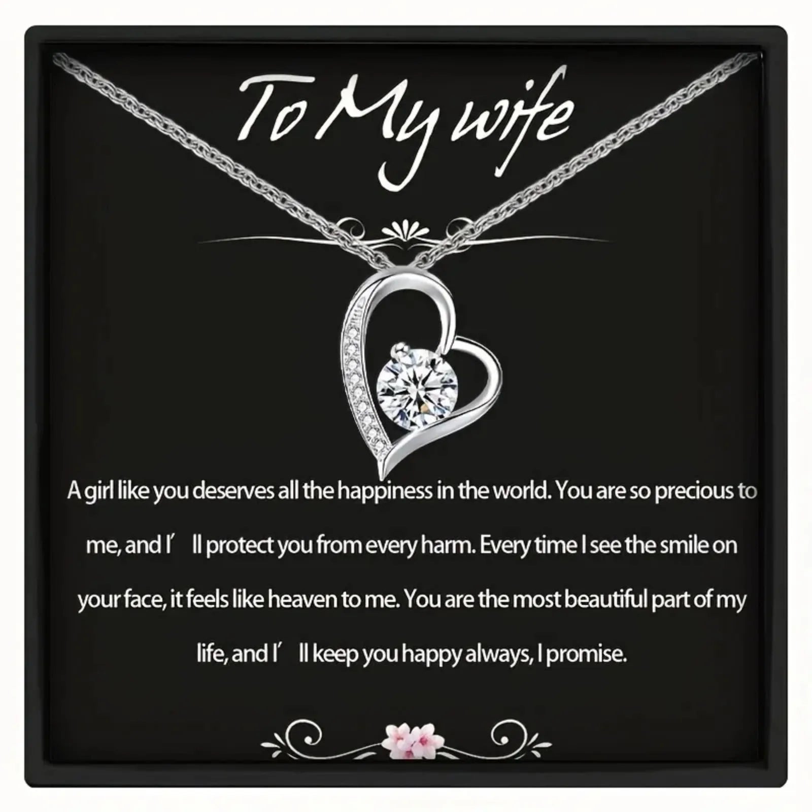 Elegant Copper Heart Pendant Necklace – Romantic Gift with Box & Blessing Card